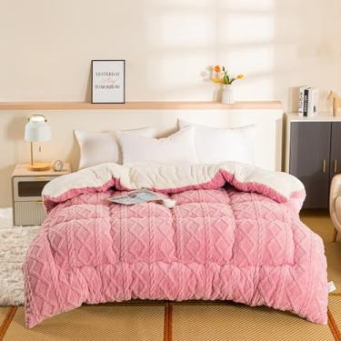 Imagem de Cobertor de inverno macio de lã de cordeiro, edredom quente engrossado dupla face, colcha de inverno de lã de cama de caxemira para clima frio, amarelo, 180 × 220 cm