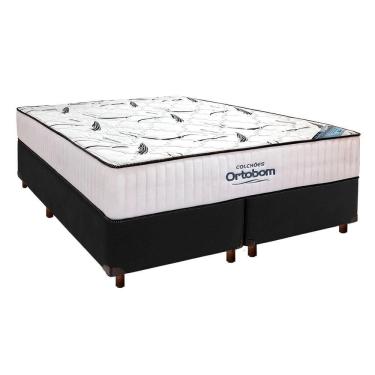 Imagem de Cama Box Preto + Colchão Queen High Foam Ortobom