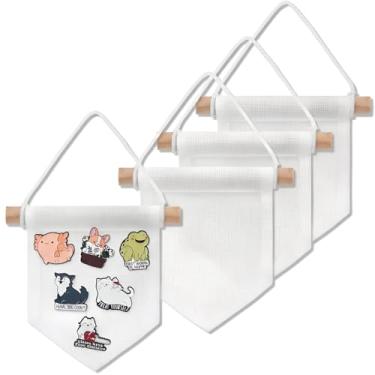 Imagem de Breling 4 Peças, mini pinos, banners de lona de parede em branco, faça você mesmo, placa de exibição de pinos esmaltados, armazenamento de crachá, lona, pendurar na parede, com botões de pendurar na
