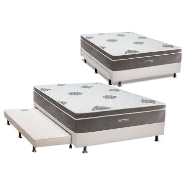 Imagem de Cama Box c/ Auxiliar Casal: Colchão Inovaflex Ensacadas Essential+Base CRC Corano White (138x188)