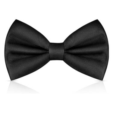 Imagem de Gravata borboleta masculina, lisa clássica, pré-amarrada, cetim, preta