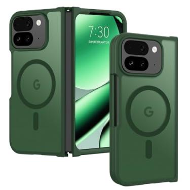 Imagem de GUAGUA Capa magnética para Google Pixel 10 Pro Fold [compatível com Mag Safe] Capa protetora transparente fosca traseira antiarranhões fina à prova de choque para Google Pixel 10 Pro Fold, verde