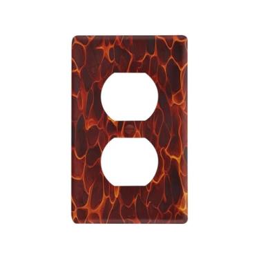Imagem de Blueangle Placa de parede Fire Animated Duplex Outlets, tamanho padrão, placas de cobertura de tomada elétrica de 1 gangue para decoração de quarto de escritório em casa, 4,53 x 2,76 polegadas (910)