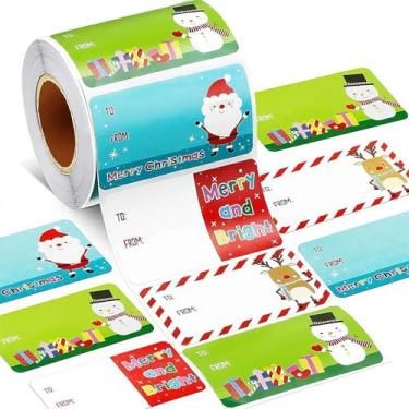 Imagem de Adesivos de etiquetas de nome de Natal, etiquetas de presente para presentes de Natal, adesivos de etiqueta de presente de Natal, para etiquetas, à prova d'água, para Natal