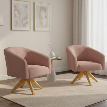 Imagem de Poltrona Sala Decorativa Kit 2 Stella Base Giratória MA30 Bouclê D03 -