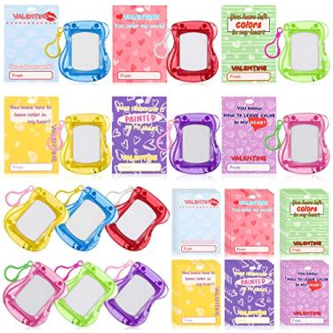 Imagem de 24 Sets Mini Magnetic Drawing Board with Kids Cards Backpack Keychain Clip Drawing Boards, Erasable Doodle and Writing Pad for Kids Boys Girls Valentine Gift Birthday Party Classroom Prize Supply