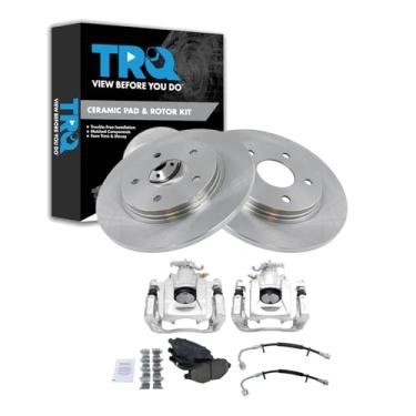 Imagem de TRQ Kit de freio e rotor de cerâmica compatível com Chrysler Town & Country Dodge Grand Caravan 2012-2015 Ram C/V 2013-2014 Volkswagen Routan