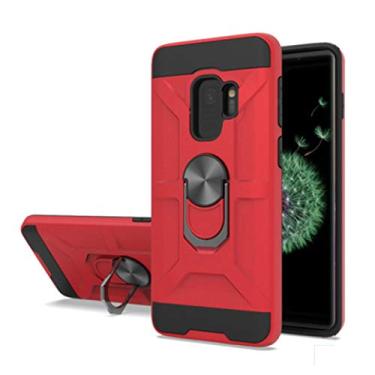 Imagem de Capa para Galaxy S9 Plus, capa protetora antiqueda de camada dupla à prova de choque, com suporte de anel giratório de 360°, adequada para Samsung Galaxy S9 Plus (vermelha)