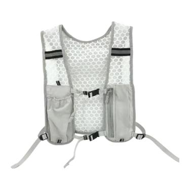 Imagem de menolana Mochila de hidratação para corrida, colete de corrida, bolsa de água com faixa refletora, mochila para trilha, caminhada e pesca, Cinza