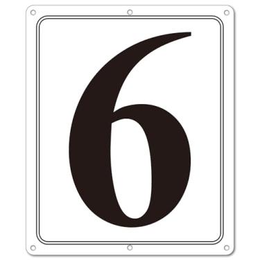 Imagem de i-CowFun Placa numerada de metal premium ao ar livre, refletiva 30,5 x 25,4 cm placas numeradas de alumínio grandes 6 para estacionamento, quadra de tênis, campo, armazém, corredor, edifício, doca