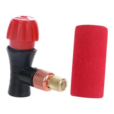 Imagem de Generic Inflador de pneus de bicicleta a CO2, cilindro de CO2 para bicicleta, bico, peças e acessórios. Design portátil, conveniente e robusto para uso, Capa de Esponja Vermelha