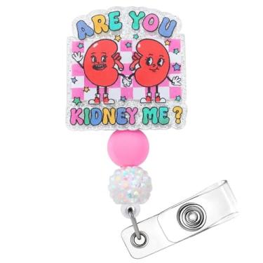 Imagem de Carretel de crachá com contas Are You Kidney Me, fofo, engraçado, desenho animado, saúde renal, trabalho, documento, clipe retrátil, acessórios de enfermeira, presentes de agradecimento para