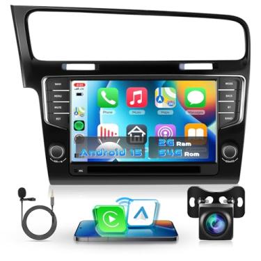 Imagem de Estéreo automotivo 2G + 64G Android Double Din para VW Volkswagen Golf 2014-2020, compatível com Carplay sem fio, Android Auto, tela sensível ao toque de 23 cm, rádio veicular VW com GPS, WiFi