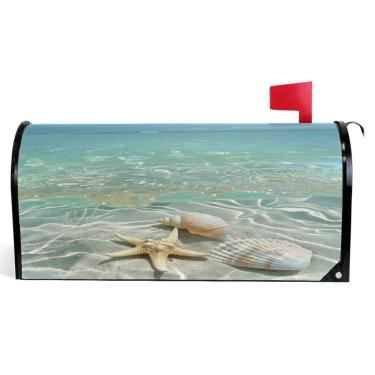 Imagem de TSENQUE Capas de caixa de correio magnéticas de praia tropicais capas decorativas de vinil para caixa de correio de inverno à prova de intempéries decoração de caixa de correio de férias tamanho