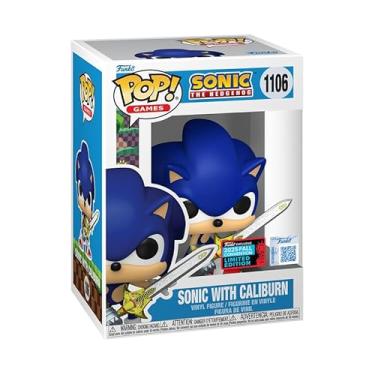 Imagem de Funko Pop! Games Sonic with Caliburn Vinyl Figure, 2025 Fall Convention Limited Edition, 3.8 inches