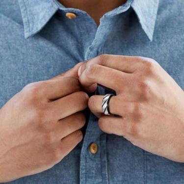 Imagem de Anel para homens e mulheres de aço inoxidável para ansiedade, joalheiro, giratório, anel de polegar 14 quilates/preto/banhado a cores tamanho 7-12, 08, Aço inoxidável, Sem pedra preciosa