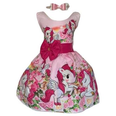 Imagem de Vestido Temático Infantil Unicórnio Cute Luxo Festa - Bento E Maria Mo