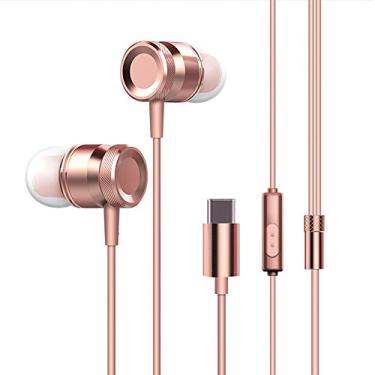 Imagem de Fone de ouvido intra-auricular com fio USB Type-C metal microfone e controle inline para 6 Note 3 MIX 2 Letv LeEco Le Smartisan Pro - Leve elegante conforto superior som aprimorado HD um botão