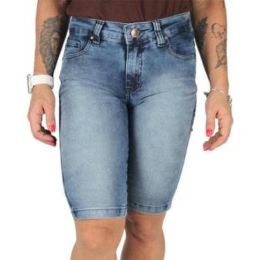 Imagem de Shorts Jeans R7jeans Feminino Modelo Ciclista Stone Used Claro-Feminino