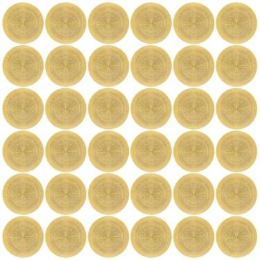 Imagem de ZHTLTHZ Pacote com 36 placas de carregamento de plástico dourado de 33 cm – aro liso resistente, descartável/reutilizável, carregadores redondos à prova de derramamento para casamento, banquete e mesa