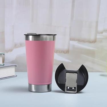 Imagem de Copo Térmico 473ml Mantém Gelado por 4 Hrs, Abridor De Garrafa, Perfeito Para Cerveja/Refrigerante caneca mug ，caneca termica ，copo termico(Rosa claro)
