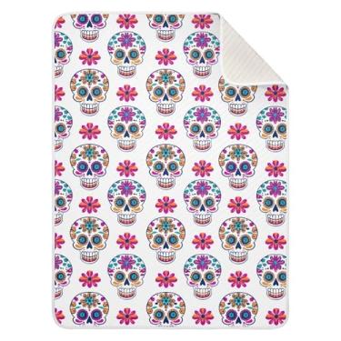 Imagem de Wassud Cobertor de bebê fofo com caveiras de açúcar para meninos e meninas, cobertor de bebê para recém-nascido, essencial para recém-nascidos, cobertores macios 76 x 101 cm