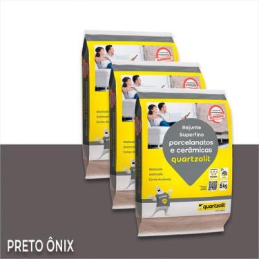 Imagem de kit c/ 3 Rejunte Porcelanato E Cerâmicas Antimofo Quartzolit 5kg Cores