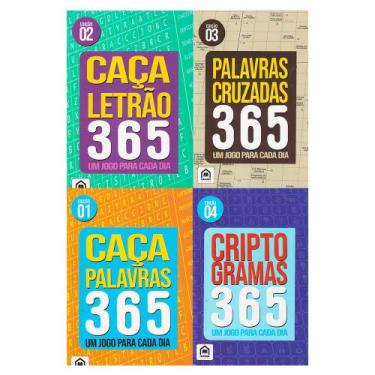 Imagem de Kit 4 Livros Passatempos 365 Caça Palavras Caça Letrão Criptograma Pal