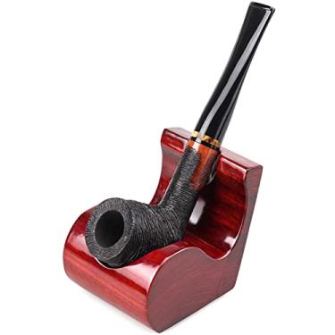 Imagem de pcagfaajmh Suporte para exibição de cachimbo de tabaco de madeira, suporte para cachimbo de madeira - Suporte para cachimbo de tabaco - Acessórios de cachimbo de madeira retrô para fumar 1 cachimbo