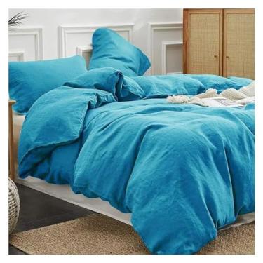 Imagem de Roupa de cama natural de linho lavado francês, cor sólida, macia, respirável, durável, confortável, 1 peça, capa de edredom 100% linho, lençóis de cama (capa de edredom 220 x 240 cm)
