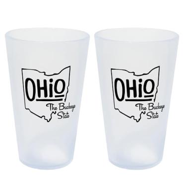 Imagem de Silipint: Copos State Pint 473 g: Pacote com 2 - Ohio - Copos de silicone para gelo, inquebráveis, bebidas quentes e frias, seguro para máquina de lavar louça-micro-ondas e forno