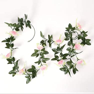 Imagem de Vinha de Rosa Falsa 7 87ft Flores Artificial Suspensa para Decoração Casamento e Festas Interior Manutenção Fácil Guirlanda Seda Plástico