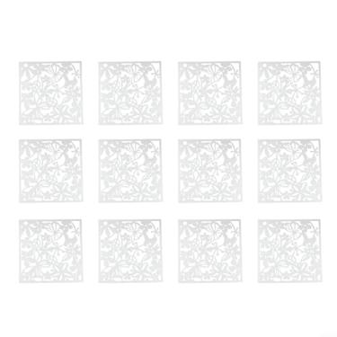Imagem de Conjunto de 12 painéis de divisória de quarto suspensos ocos telas decorativas de plástico para privacidade fácil instalação circulação de ar para sala de estar quarto estudo hotel bar 40 x 40 x 01 cm