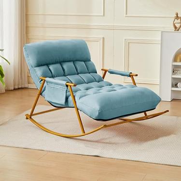 Imagem de Cadeira de baloiço para berçário, encosto alto, dobrável, bolso lateral, portátil, dobrável, tecido resistente à água, cadeira reclinável interna e externa, para varanda, quintal, pátio