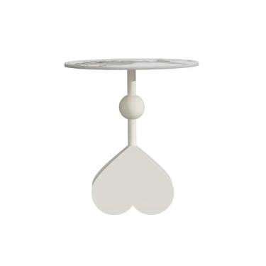 Imagem de Mesa de centro portátil de metal redonda mesa de cabeceira, mesa de cabeceira criativa para uso em casa, varanda ou sala de estar mesas centrais (branca)