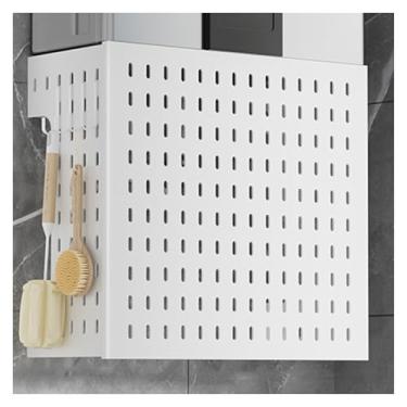 Imagem de Kit organizador de pegboard de cozinha montado na parede - Painel perfurado decorativo para casa e escritório com 4 ganchos, ideal para gasoduto e aquecedor de água (branco, 42 x 17 x 40 cm)