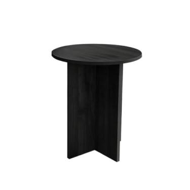 Imagem de Expositor retrô pequena mesa redonda sofá lateral café mesa de cabeceira sala de estar varanda quarto todos os dias (preto, pequeno)