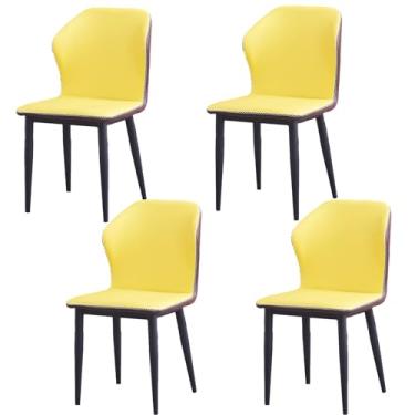 Imagem de Conjunto de 4 cadeiras de jantar de couro modernas, cadeiras ergonômicas de recepção para balcão de cozinha, espreguiçadeiras estofadas para sala de estar, cadeiras de quarto relaxantes - Móveis