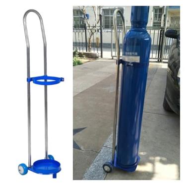 Imagem de Carrinho de cilindro de gás leve de aço inoxidável, suporte portátil com 2 rodízios giratórios, prateleira organizadora para casa/enfermaria, solução de armazenamento de cilindro de 37,4 polegadas (95