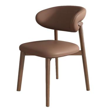 Imagem de Cadeira de jantar moderna de madeira maciça com encosto curvo, conjunto de 4 cadeiras de jantar de cozinha, assento estofado, pernas de nogueira - Ótimo para sala de jantar (G 1)