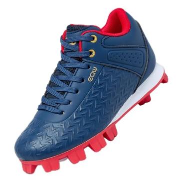 Imagem de EQW Chuteiras de beisebol infantis para meninos e meninas | Confortável, antiderrapante, durável | Criança pequena a jovem, Azul marinho/vermelho/dourado, 13.5 Little Kid
