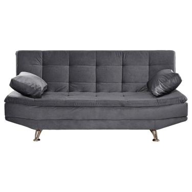Imagem de Sofá Valencia 3 Lugares Veludo Cinza Shop Das Cabeceiras Cinza