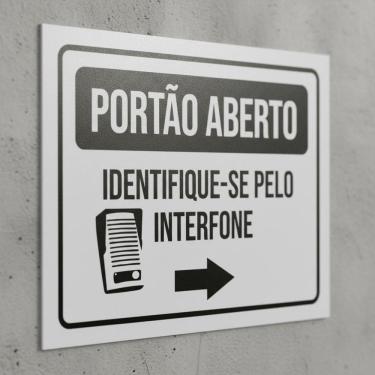 Imagem de Placa Acm Portão Averto Identifique-Se Pelo Interfone 18X23