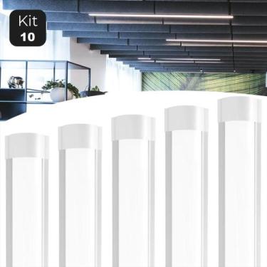 Imagem de 10 Luminária Slim Led Sobrepor Linear Calha 80w 240cm. - DEL, Bivolt