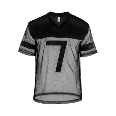 Imagem de Camiseta Masculina Sexy De Malha De PU Transparente Com Mangas Curtas 