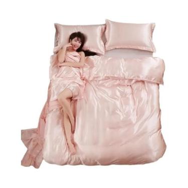 Imagem de Conjunto De Cama De Luxo Em Cetim Sedoso, Tamanho Queen E King, Capa D