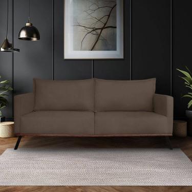 Imagem de Sofá para Sala de Estar Fixo 3 Lugares Zeki Marrom