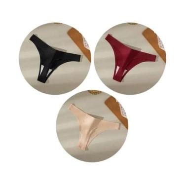 Imagem de Conjunto De Calcinhas De Seda Satinada Sem Costura Para Mulheres 3PCS,