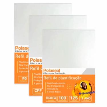 Imagem de Kit 300 Polaseal Plástico para Plastificação Crachá CPF RG 0,05mm - Ca