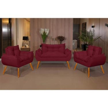 Imagem de Kit 2 Poltronas e 1 Namoradeira Opala Suede com Pés Palito